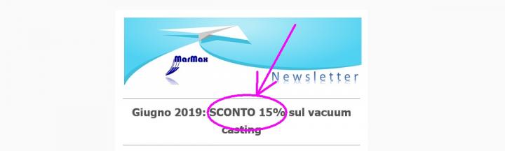 June newsletter about the discount on vacuum casting